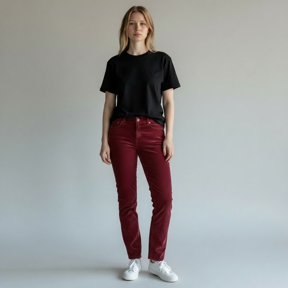 J.Crew Favorite Fit Vintage Stretch Straight Leg Corduroy Pants Women's 8R Red